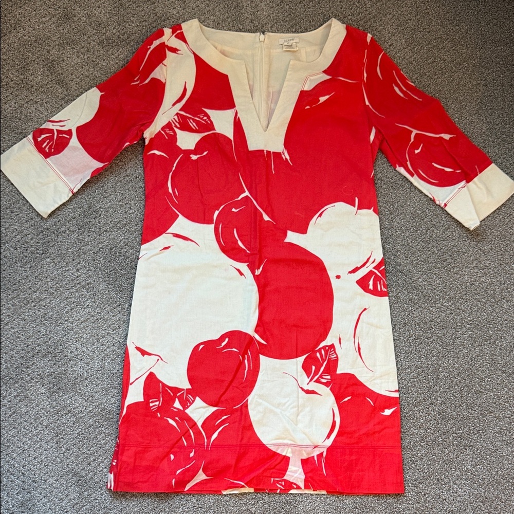 Jcrew Coral and Cream Women's Dress
